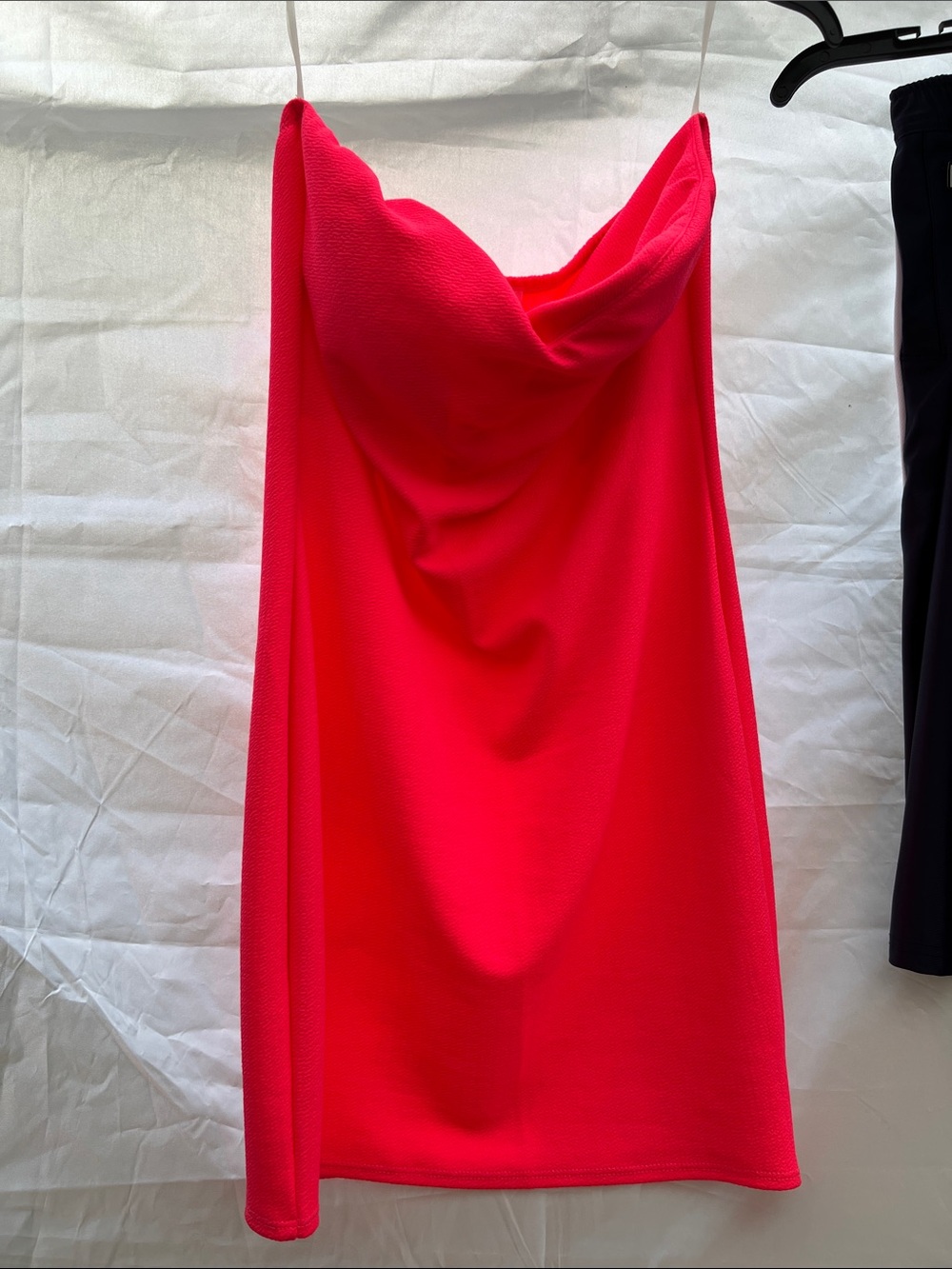 Strapless Cowl Mini Dress in Vibrant Hot Pink